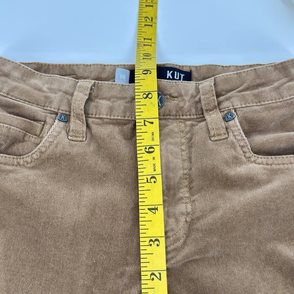 Kut From The Kloth Diana Skinny Corduroy Pants Brown Stretch Women's Size 00 Y2K